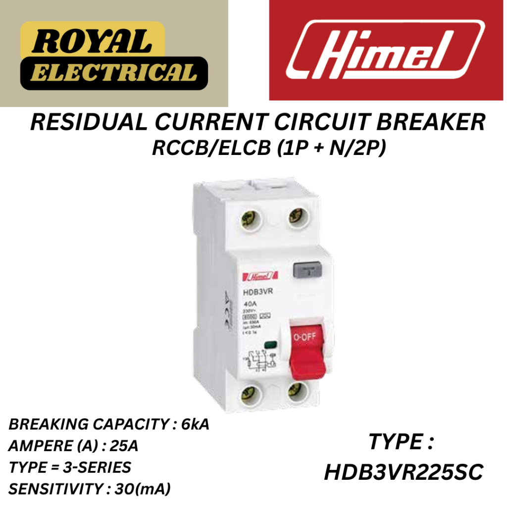 Jual HIMEL RCCB / MCB / HDB3VR SERIES / 6kA / 1P+N/2P / 30mA - 25A ...