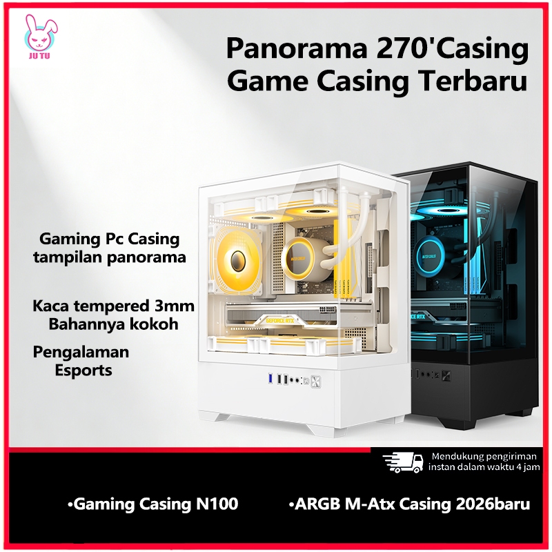 Jual JUTU Casing PC Komputer with Tempered Glass casing M-Atx Lampu Rgb ...