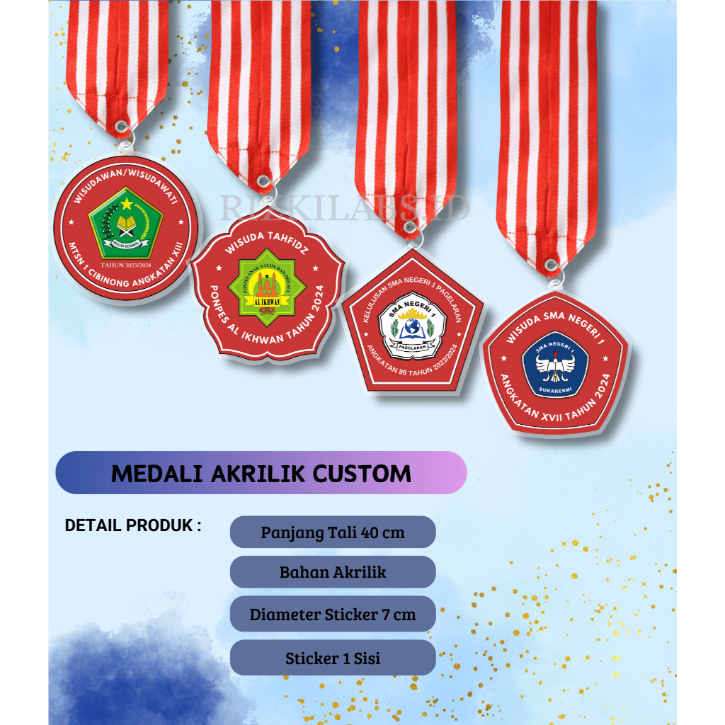 Jual Medali Akrilik Custom Sticker Penghargaan Lomba Hadiah Souvenir ...