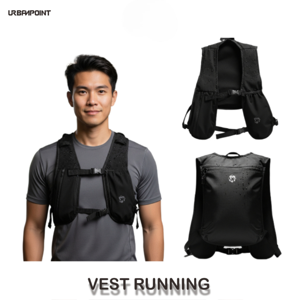 Urbanpoint Tas Running - Vest Olahraga  – Rompi Multifungsi untuk Lari, Hiking, Sepeda, T