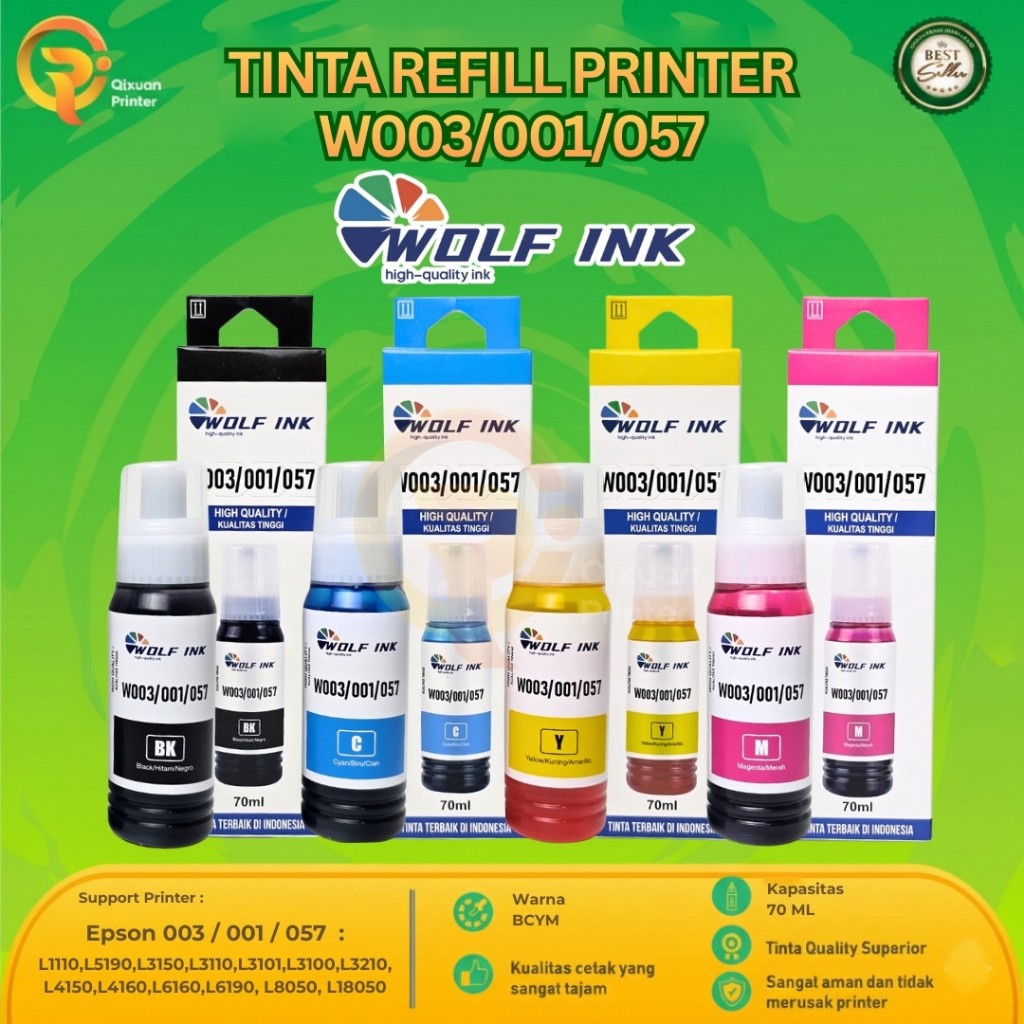 Jual WOLF INK 1 Set 4 Pcs Tinta Printer 003 Original Untuk Printer ...
