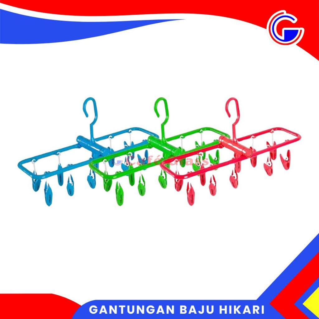 Gantungan Baju Hikari Multi Klip I Hanger Kaos Kaki Dan Dalaman Hommy
