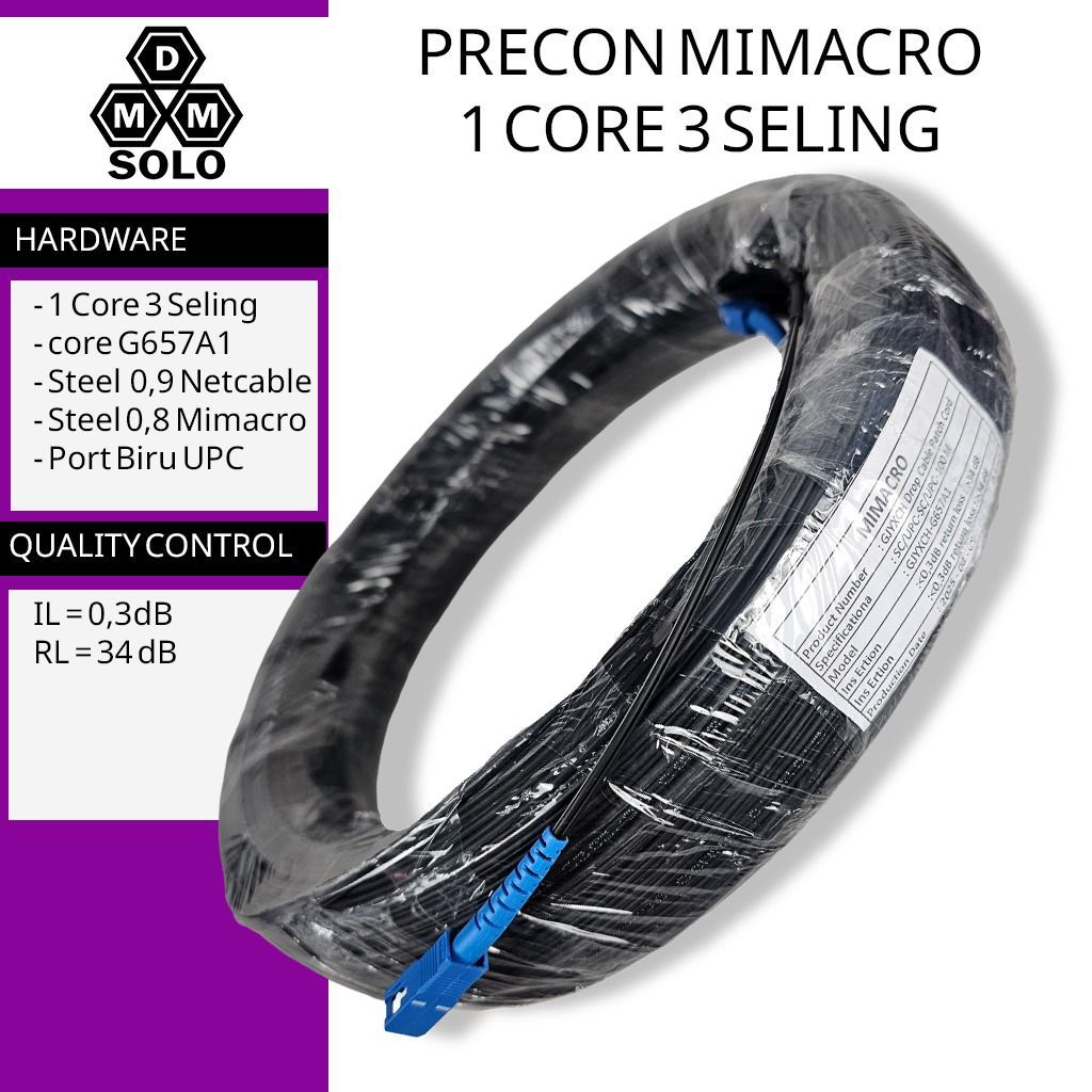 Jual Precon 50 75 100 meter 1 core 3 seling dropcore kabel fiber optik ...