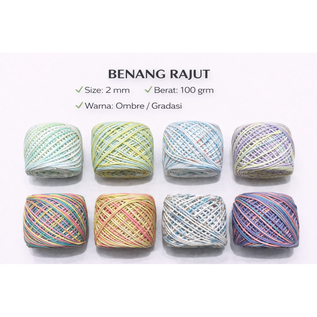 Jual Benang RAJUT GRADASI 2mm 100grm | Shopee Indonesia
