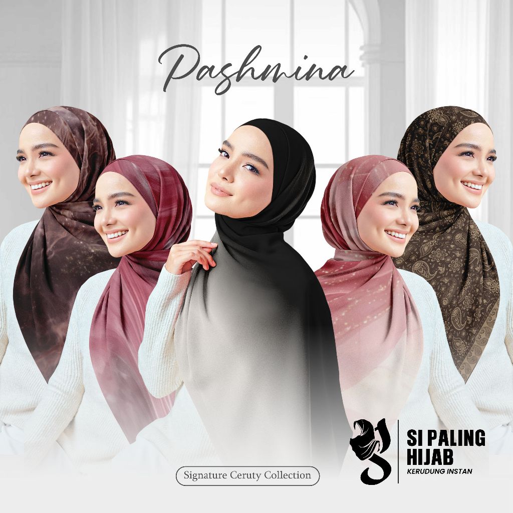 Pashmina Ceruty Premium Ukuran 180x75 Cm | Ombre Shawl Printing Motif Syal Kerud