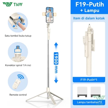 TNW F19 190CM Tongsis Tripod L16 360° Rotasi Selfie Stick Bluetooth Remote Tripod Dengan 1 4