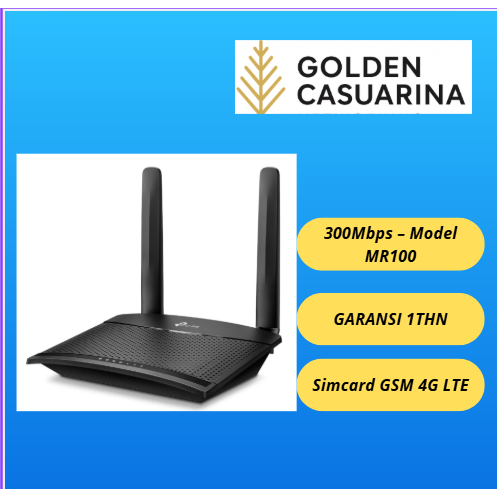 TP-LINK TL-MR100 300Mbps 4G LTE Wireless Router WiFi Sim Card (Garansi Resmi)