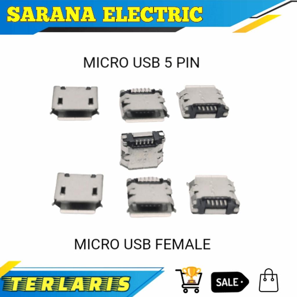 Jual MICRO USB TYPE B FEMALE 5 PIN CONNECTOR 5PIN Juara | Shopee Indonesia
