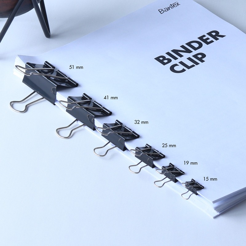 Bantex Binder Clip Penjepit Kertas 105 / 107 / 111 / 155 / 200 / 260 Classic Black (6)