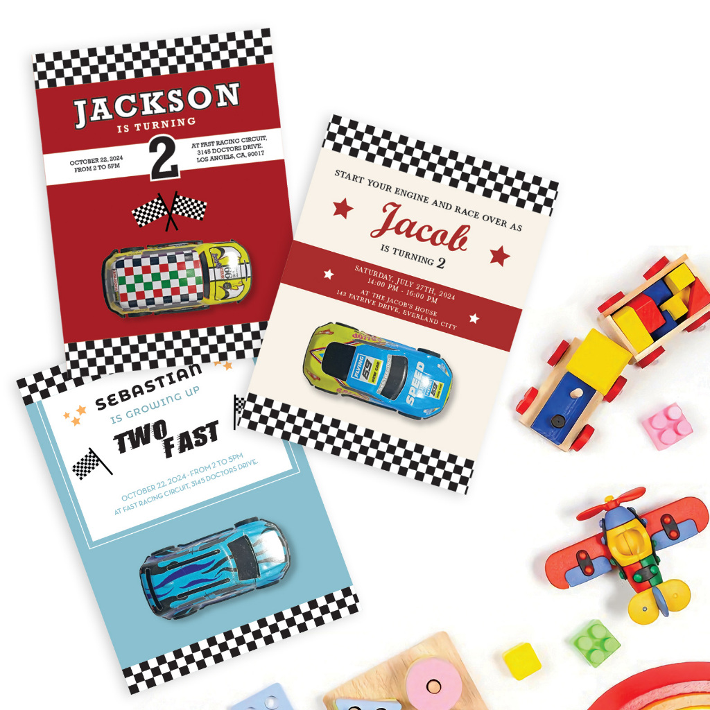 Jual Kartu Undangan Ulang Tahun Anak + Mini Car - Tema Race Car ...