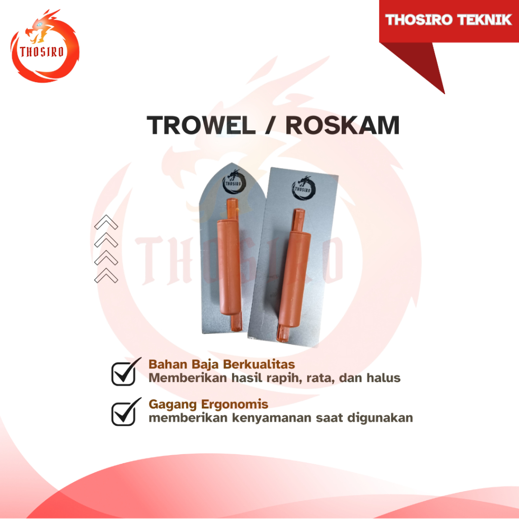 Jual THOSIRO Trowel Roskam Plat Baja Gagang Nyaman Permukaan Rata dan ...