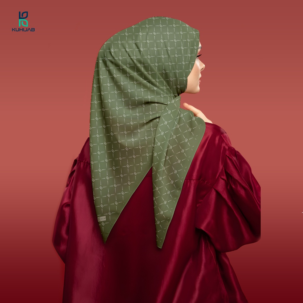 KUHIJAB Monogram Series Jilbab Motif Floral Kerudung Segi Empat Hijab Scarf Bahan Voal Laser Cut