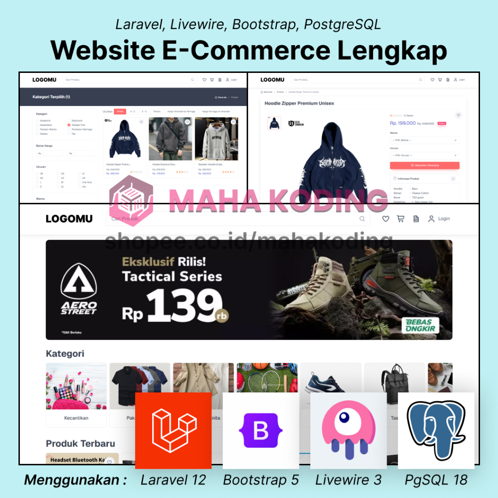 Jual Source Code E-Commerce B2C Laravel + Livewire (Siap Dikembangkan ...