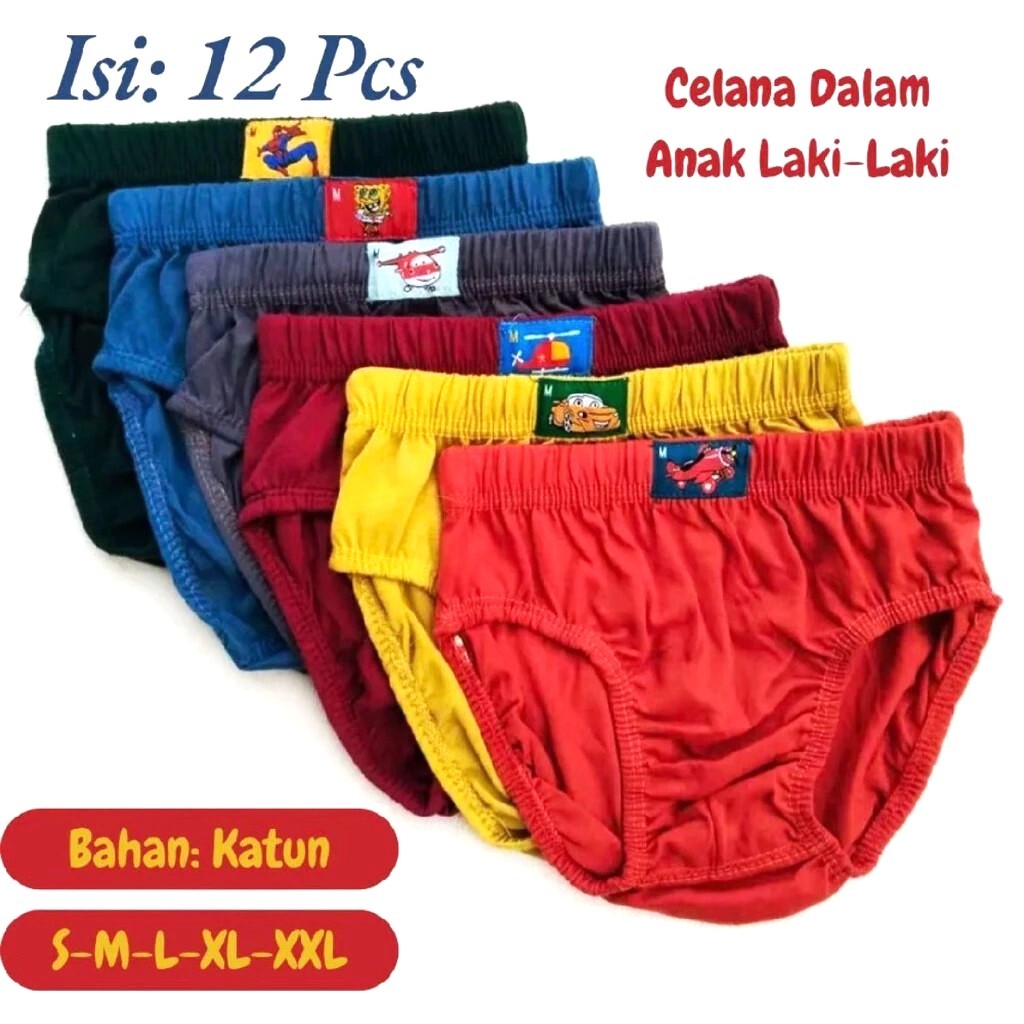Jual (12 Pcs) CD ANAK PRIA katun lembut dan nyaman // Cd Anak Polos ...