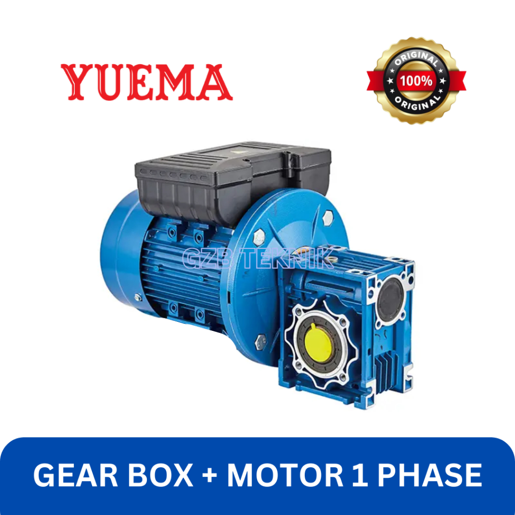 Jual YUEMA GEARBOX NMRV 075 COUPLE MOTOR 1 PHASE 1.1kW 1.5HP YUEMA B5 ...