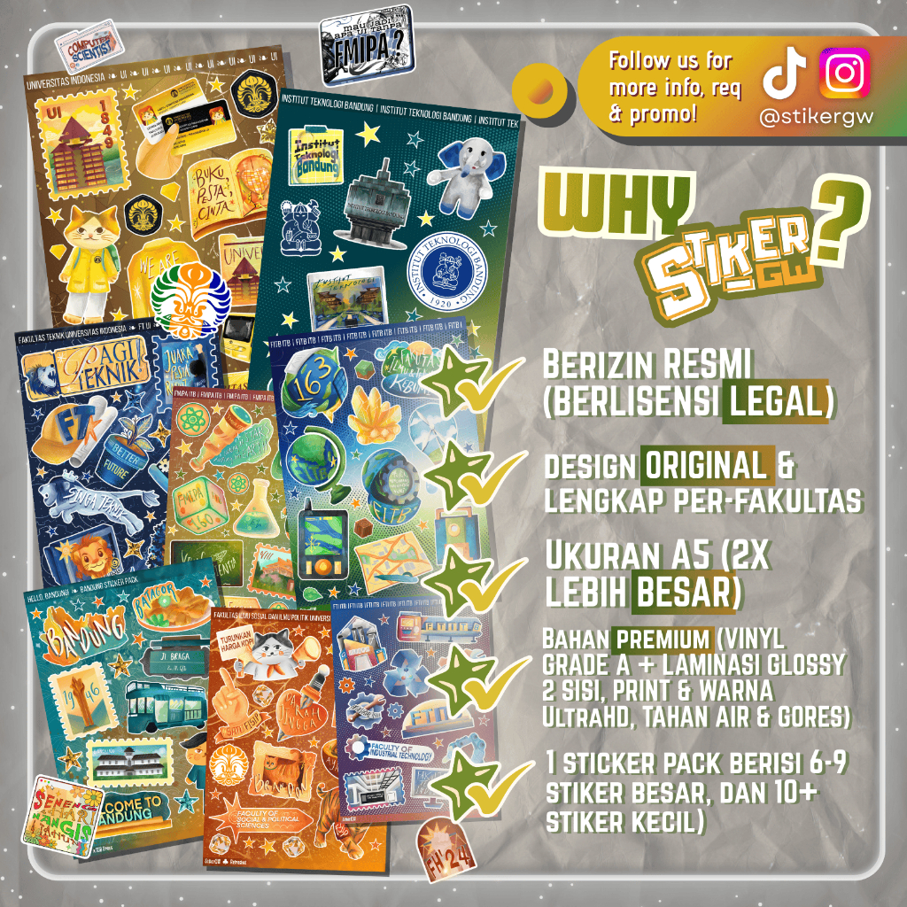 Jual [BERIZIN RESMI] Sticker Pack FTI ITB | STIKER FAKULTAS TEKNIK ...