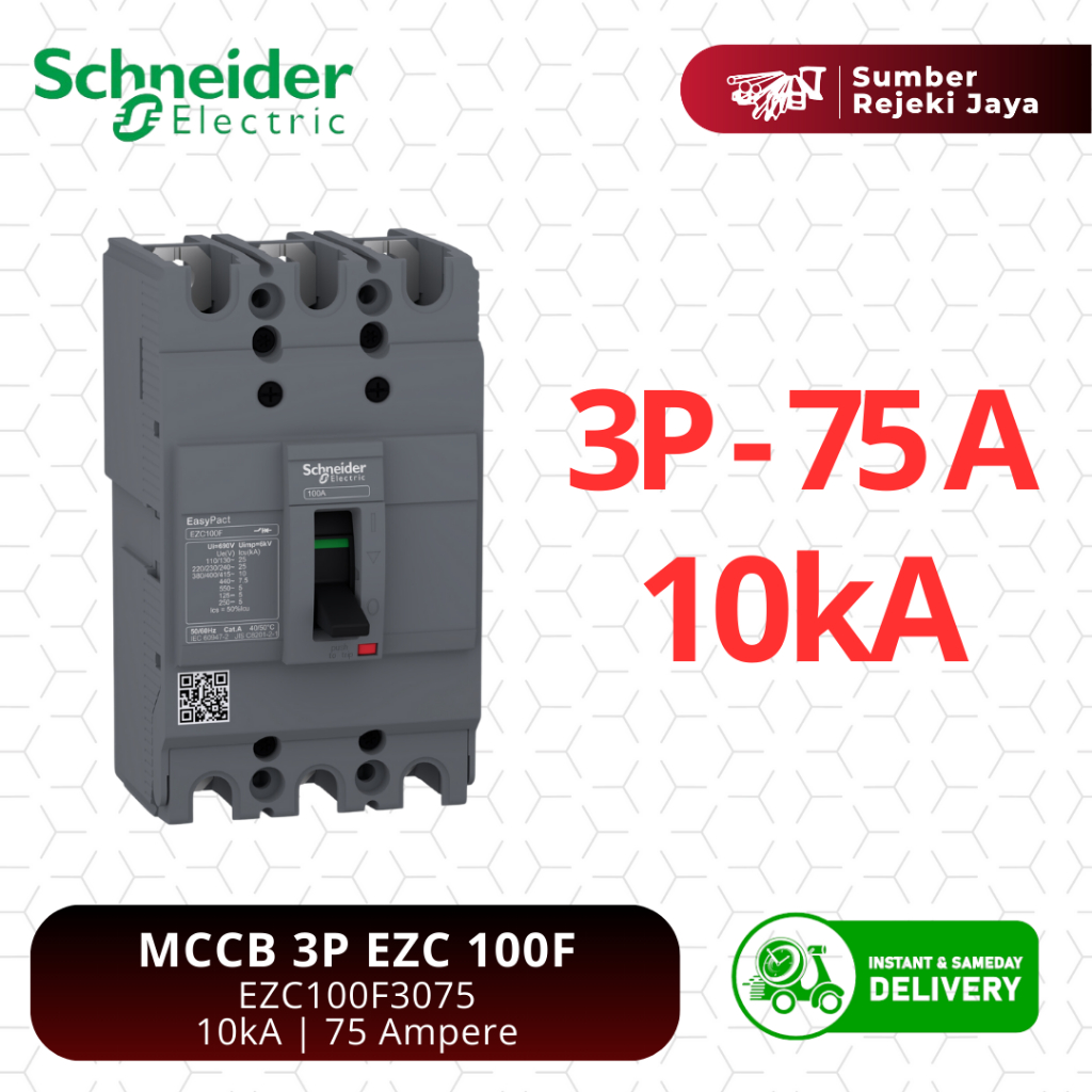 Schneider MCCB NFB Breaker EZC100F 3P 75A 10kA | EZC100F3075
