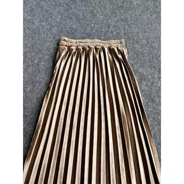 Threelook Rok Plisket Bludru Velvet Premium 7 8 Model Korea Style Remaja Warna Hitam Cokelat