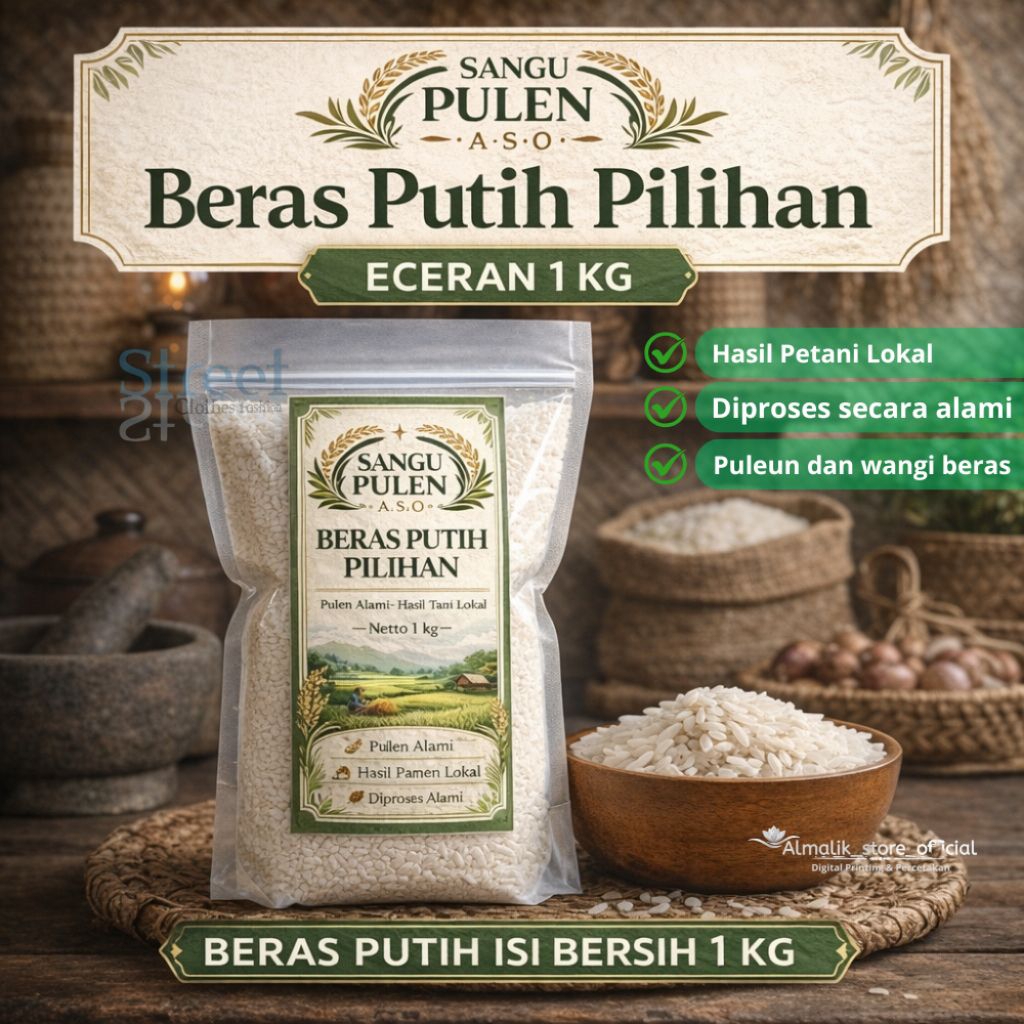 Jual Beras Putih Pulen Alami 1kg Sangu Puleun A.S.O | Beras Pilihan ...