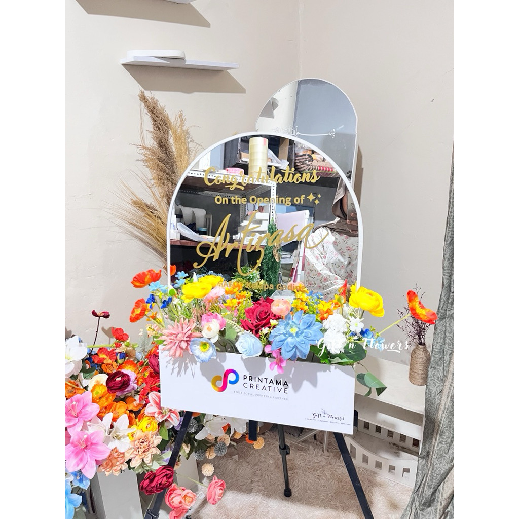 Jual GNF009 - Flowers Box Sign Mirror Kubah / Papan Bunga Ucapan Mirror ...