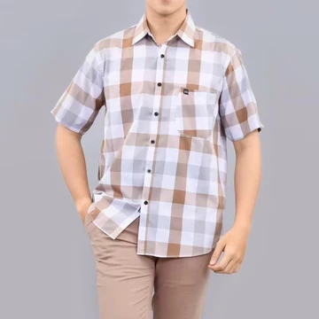 Kemeja Pria Lengan Pendek Motif Katun 027