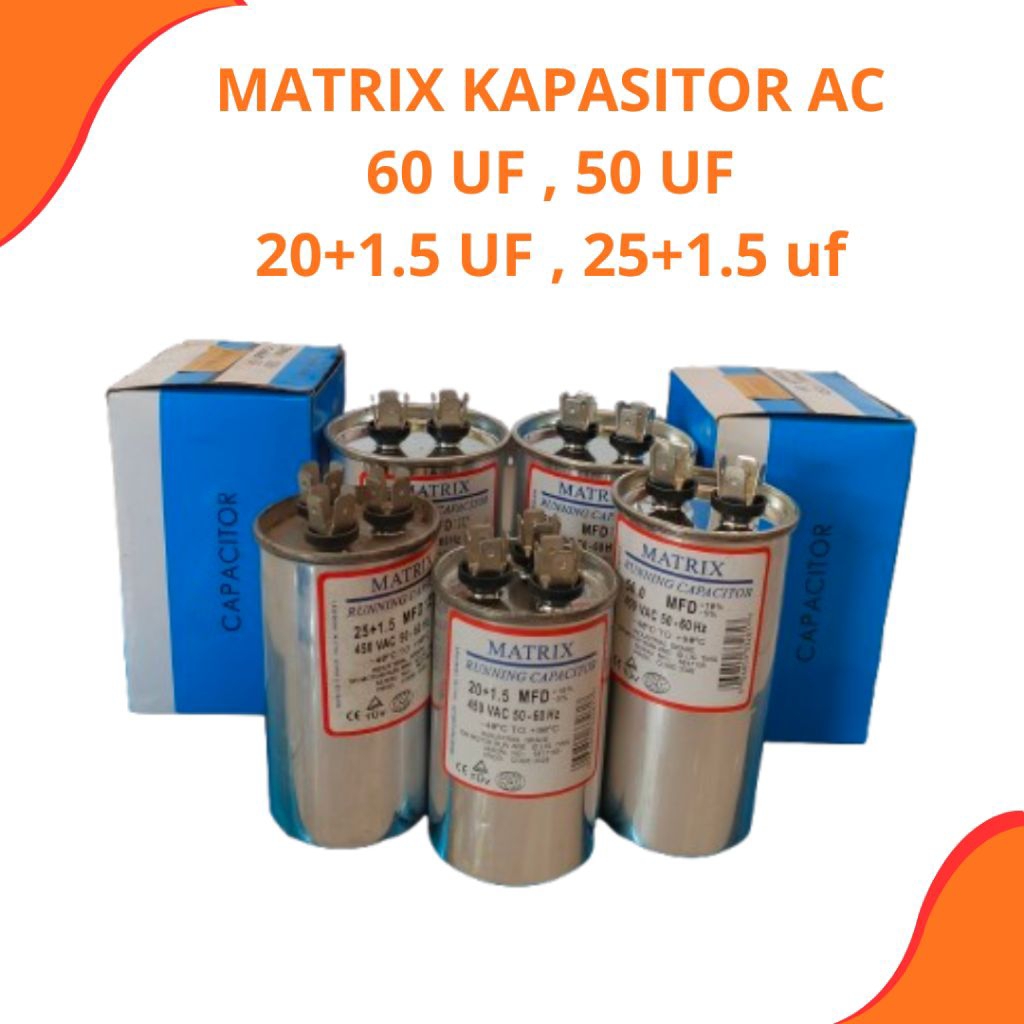 Jual Kapasitor AC Running Dual Run 450VAC 50uF 60uF 20+1.5uF 25+1.5uF ...