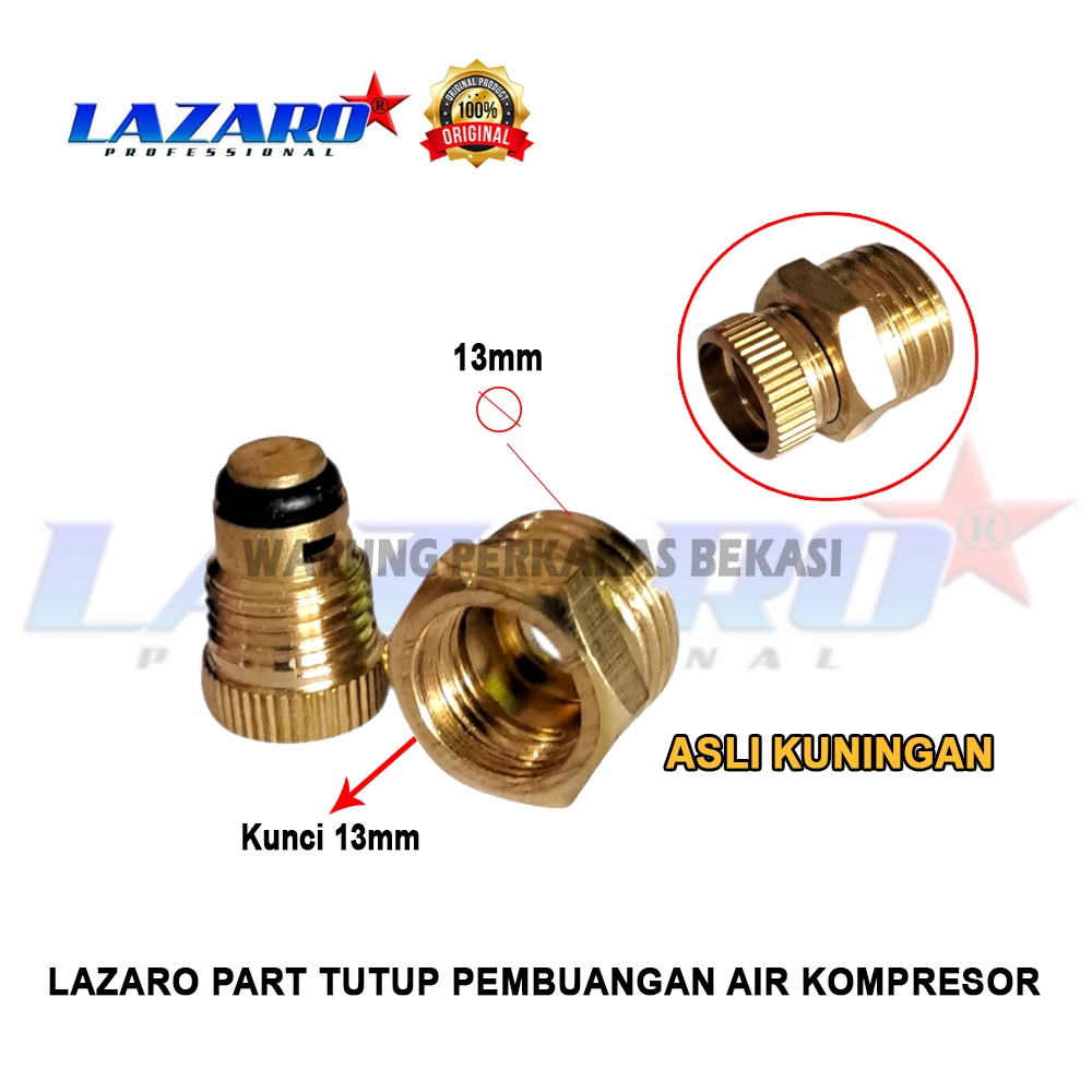 Jual Lazaro Tutup pembuangan air Tangki kompresor 1/4” Part Assy Katup ...