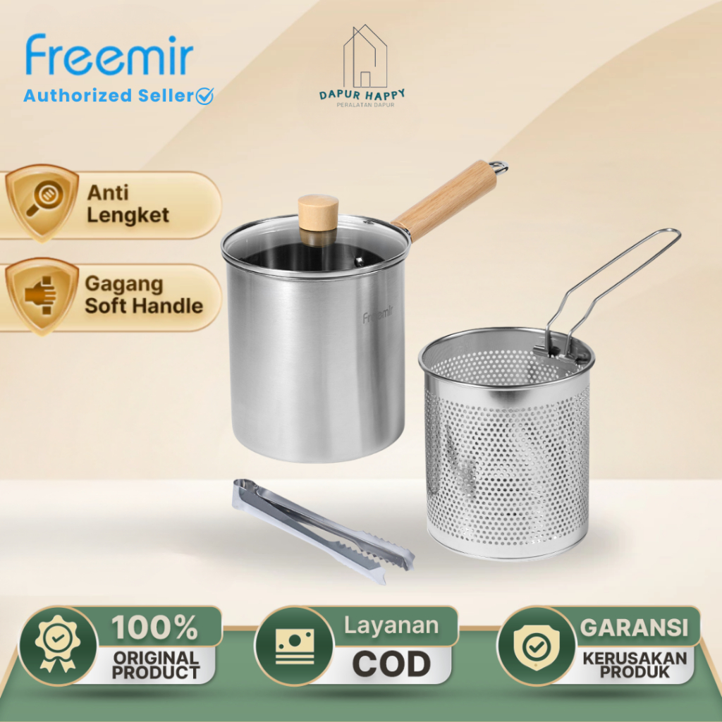 Jual freemir Deep Fryer Stainless Steel Mini Fryer 4in1 Anti Panas Anti ...