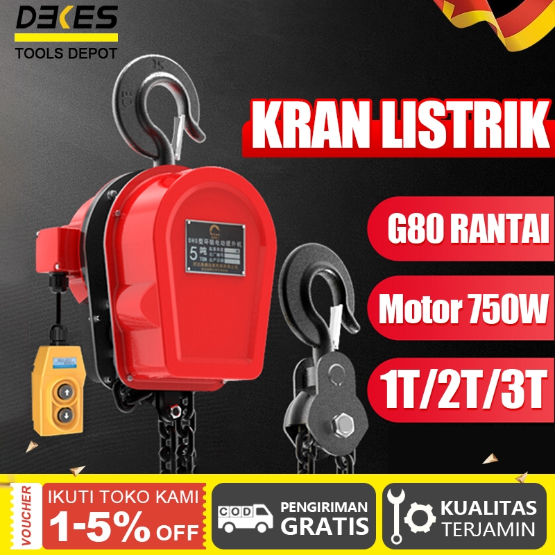 Jual DEKES Hoist Listrik Rantai 750W - Kapasitas Angkat 1, 2, atau 3 ...