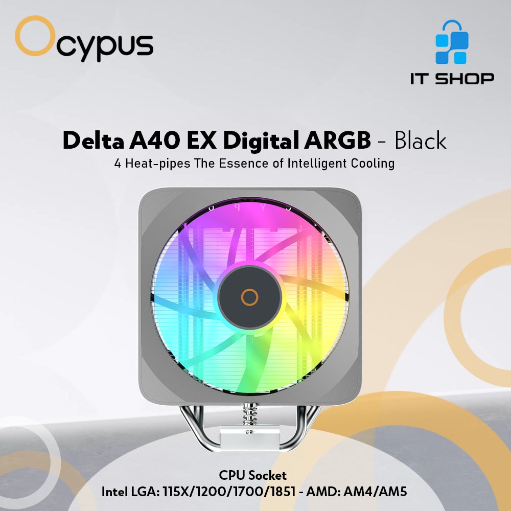 Jual OCYPUS Delta A40 EX Digital ARGB Black - 4 Heat-pipes CPU Fan Air ...