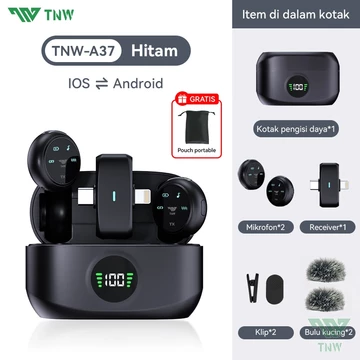 TNW A37 Mikrofon Nirkabel Lavalier Dengan Kotak Pengisi Daya Wireless Microphone Mikrofon Lapel