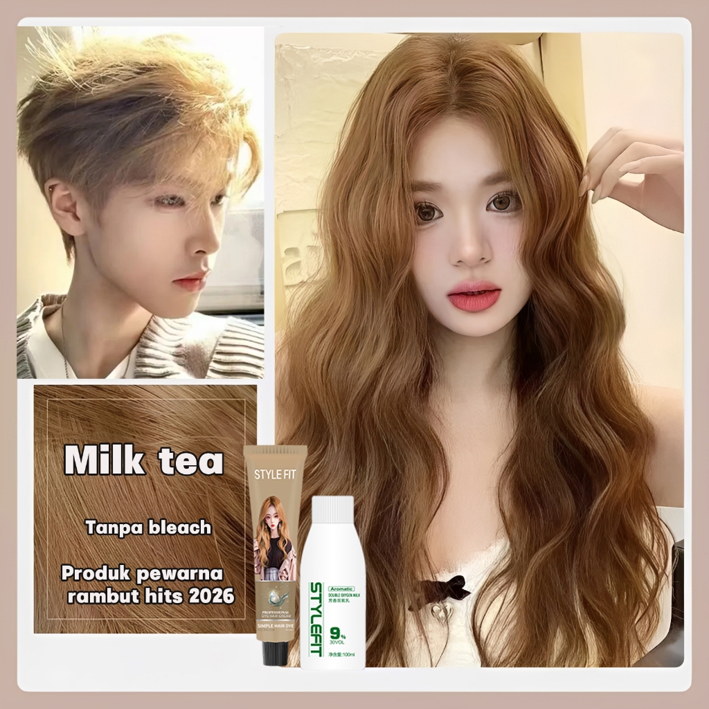 Jual STYLE FIT Milk tea hair colour Tanpa bleaching cerah Pewarna ...