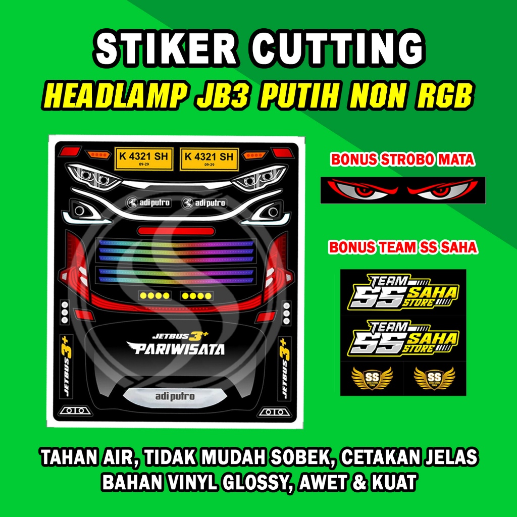 Jual Stiker Cutting HEADLAMP JETBUS 3 kumis putih Non RGB | Shopee ...