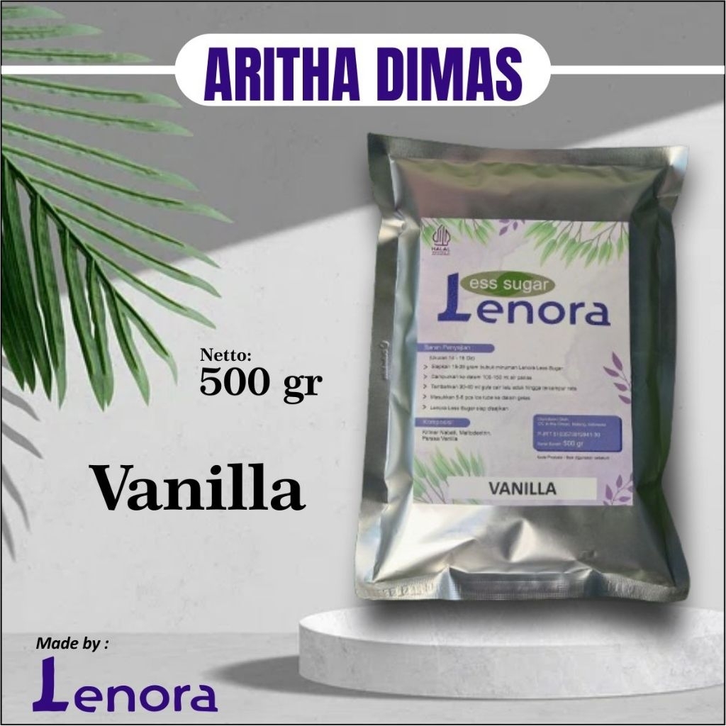 Jual Lenora Powder Plain Vanilla Bubuk Minuman Less Sugar 500gr ...
