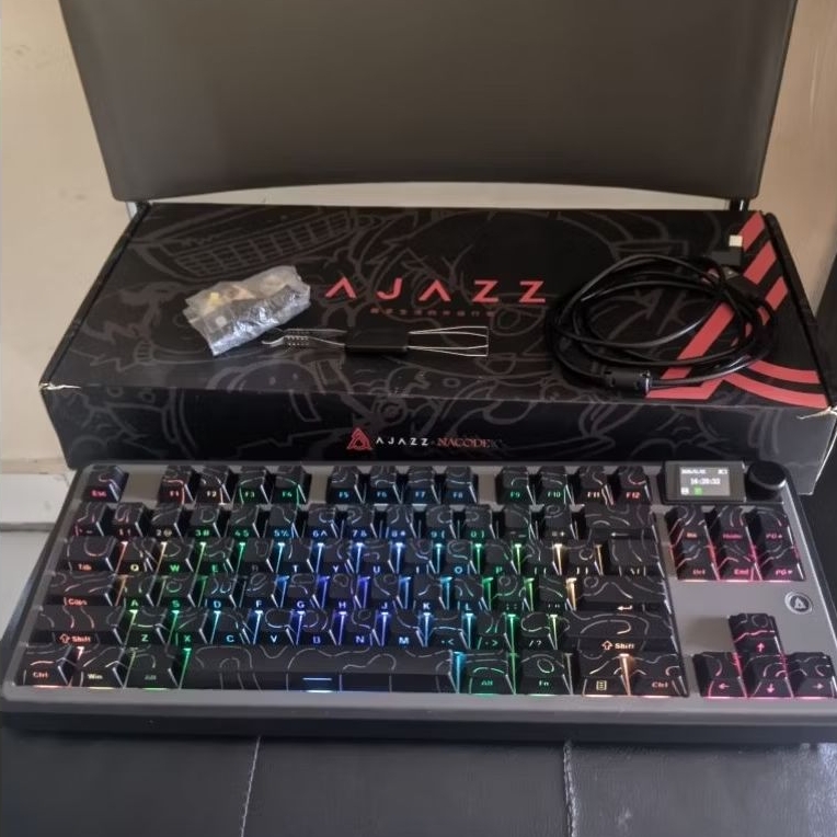 Jual Ajazz AK870 TKL Screen Triple Connection RGB Mechanical Keyboard ...