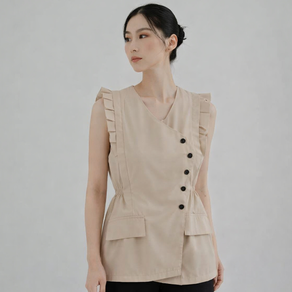 Jual Vallina Outfit Maudy Vest Rompi Wanita Outer Casual Modis Avenna ...