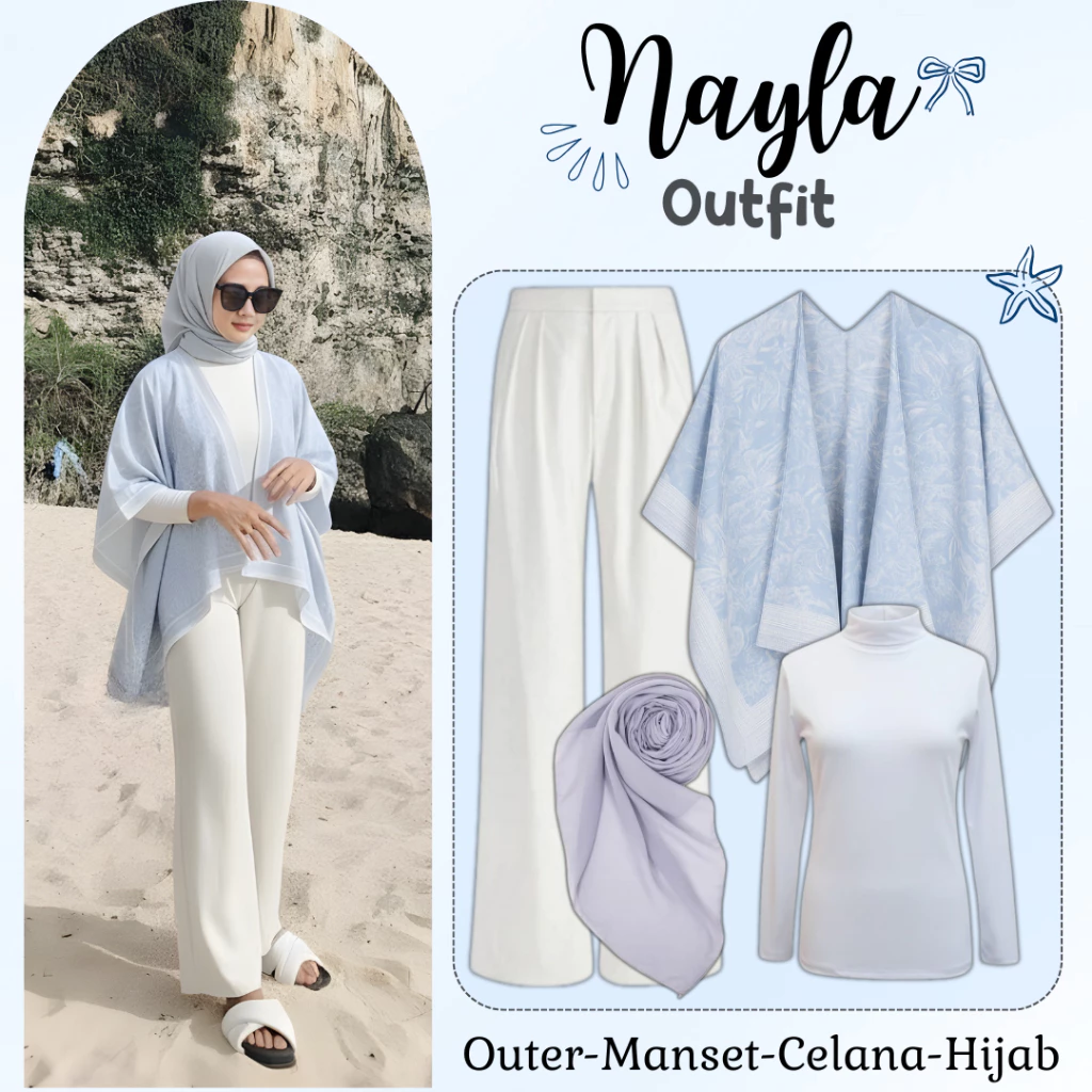 Nayla 4in1 Hijab Set OOTD Hangout Pantai