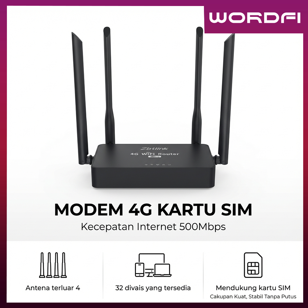Jual WORDFI Router WiFi 4G Nasional Kompatibel dengan kartu SIM dari ...