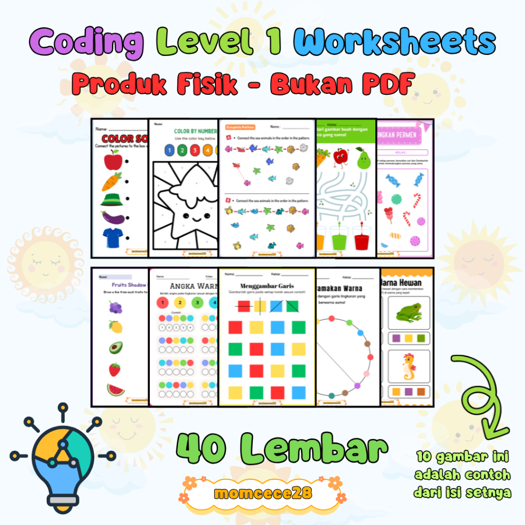 Jual CODING LV. 1 WORKSHEET - LEMBAR BELAJAR BERWARNA >BUKAN PDF (HARD ...