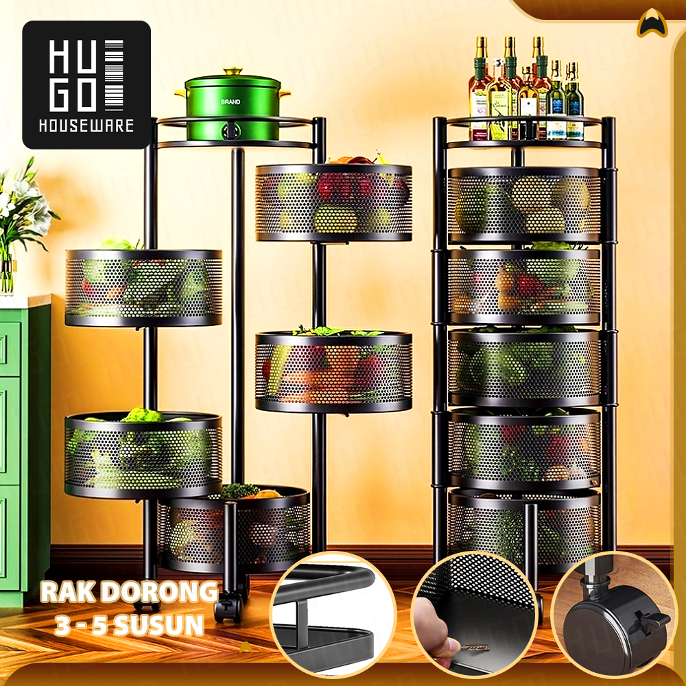 Jual Hugo Houseware Rak Dapur Besi 3 4 5 Susun Rak Penyimpanan Buah dan ...