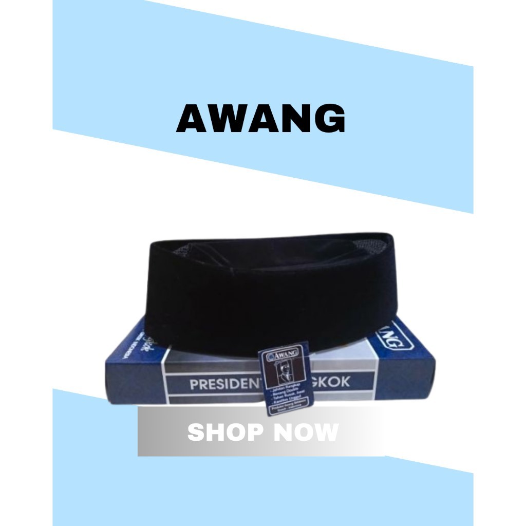 Peci Songkok Kopiah Hitam Polos AWANG AC Tinggi 7,8,9,10 TERLENGKAP