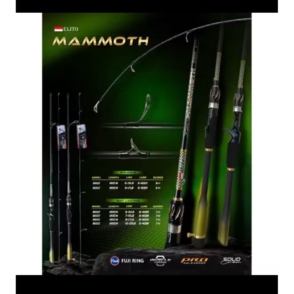 Jual ELITO MAMMOTH Tipe BAITCASTHING P.180 Solid Carbon Reel Seat Fuji ...