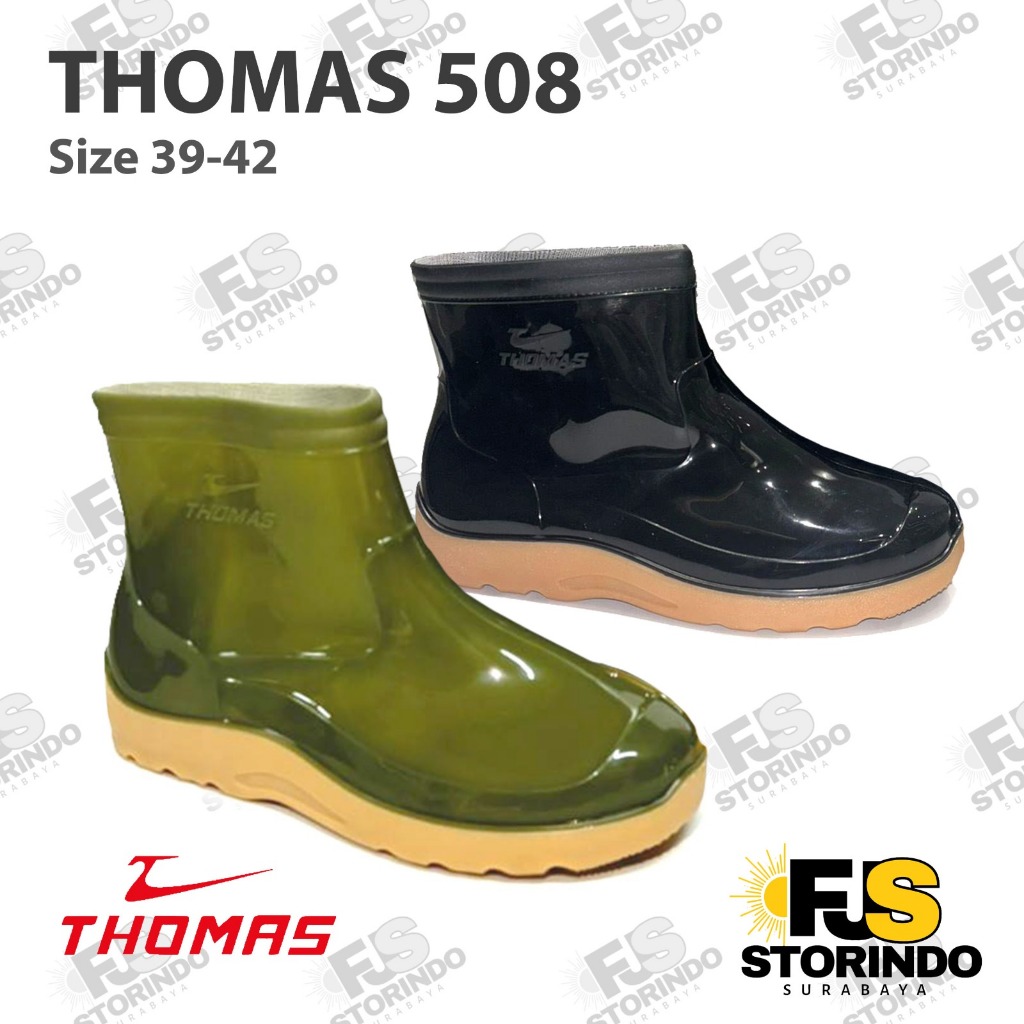 Sepatu Boot Pendek THOMAS 508 Hijau Hitam Karet Lentur Anti Slip dan Air Lokal Perkebunan Surabaya Jawa Timur Jatim