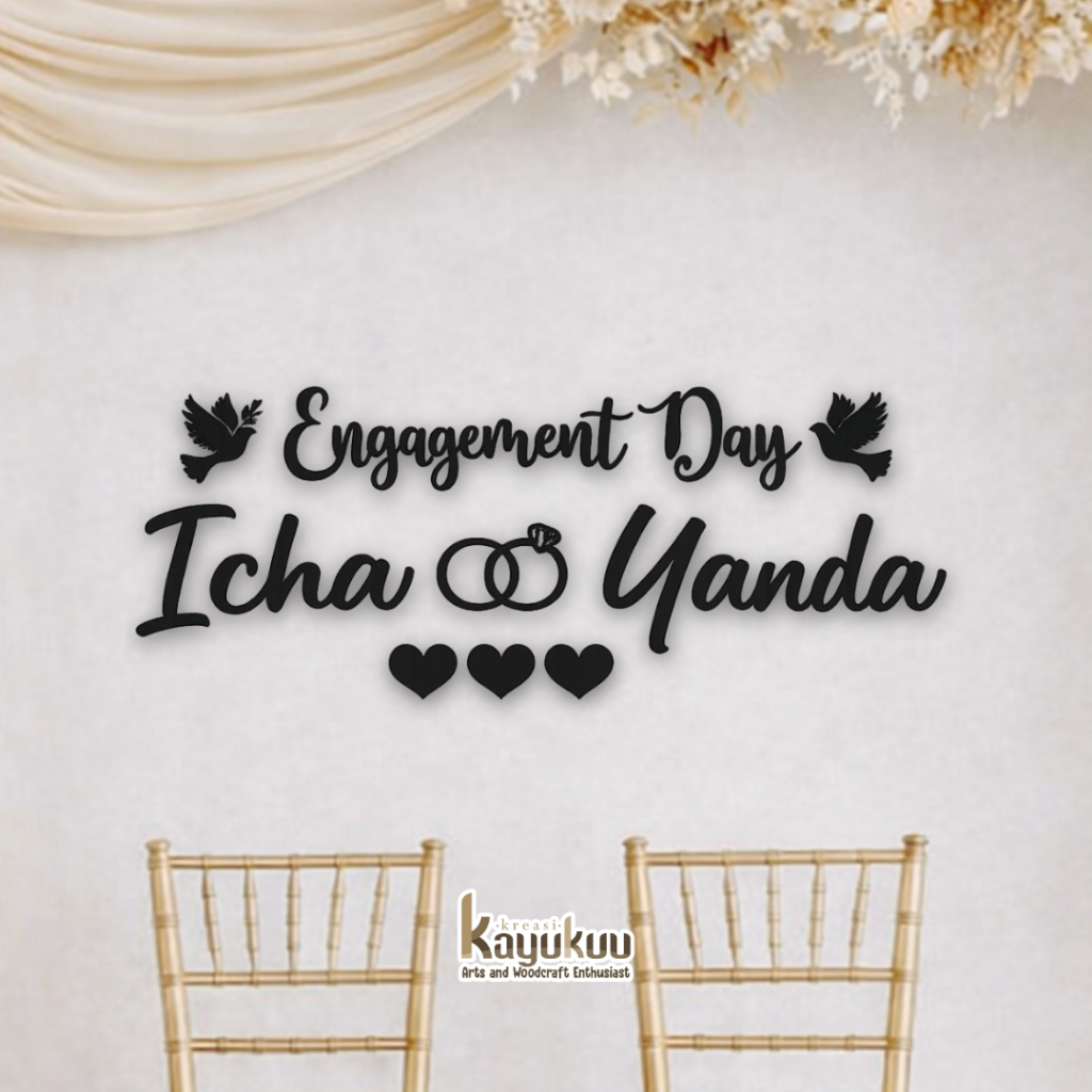 Kreasikayukuu Hiasan Dinding PAKET Engagement / Wedding Custom Nama Bahan Kertas Jasmine