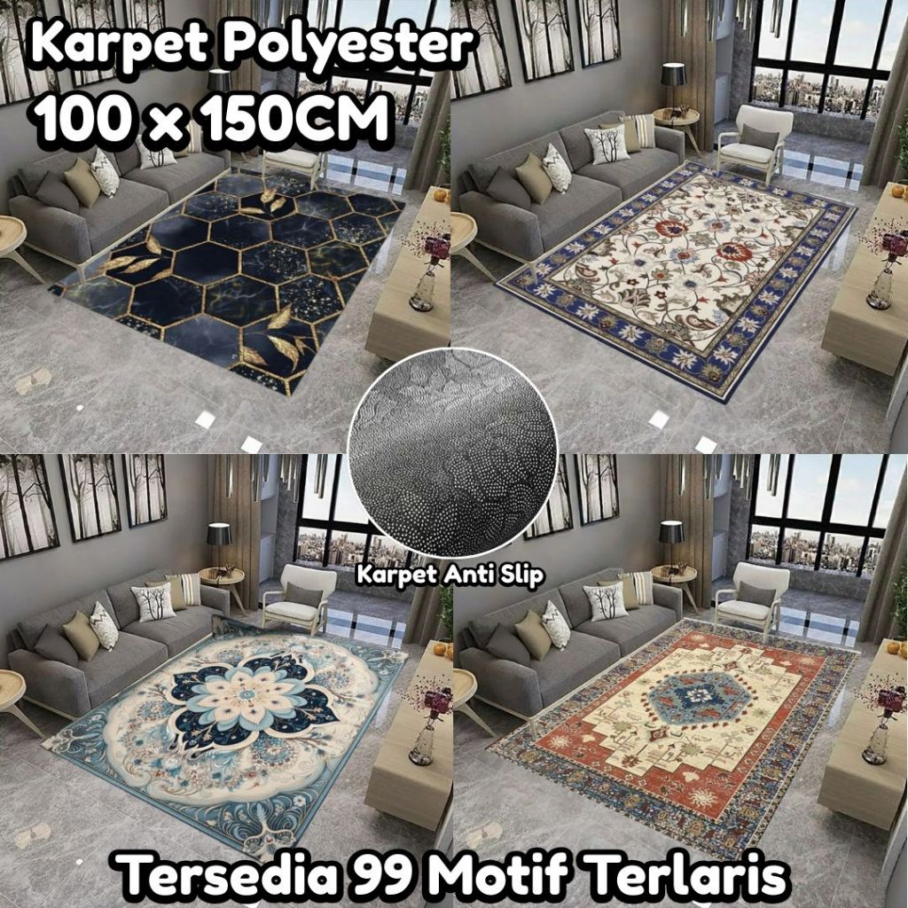 Karpet Lantai Turki Uk 100*150 Karpet Polyester Permadani Karpet Lantai Eropa Karpet Ruang Tamu Anti Slip Premium