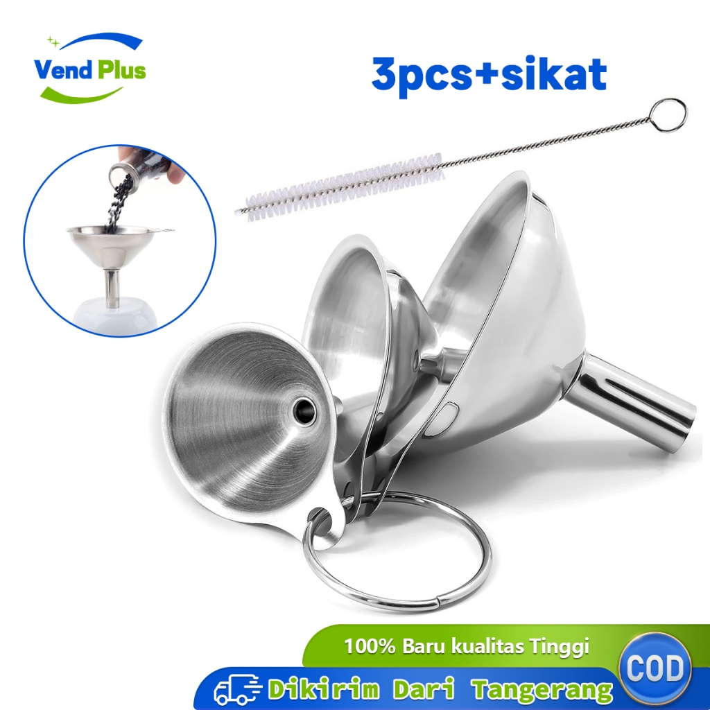 Jual 3pcs/set Corong Stainless Steel Corong Kaca Pyrex Cairan Minyak ...
