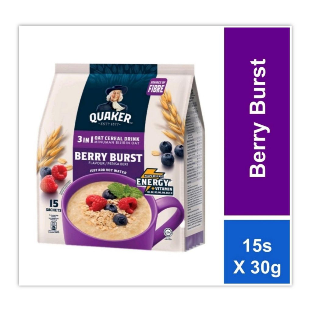 Jual Quaker Oat Cereal Drink Berry Burst isi 15 Minuman Sereal Malaysia ...