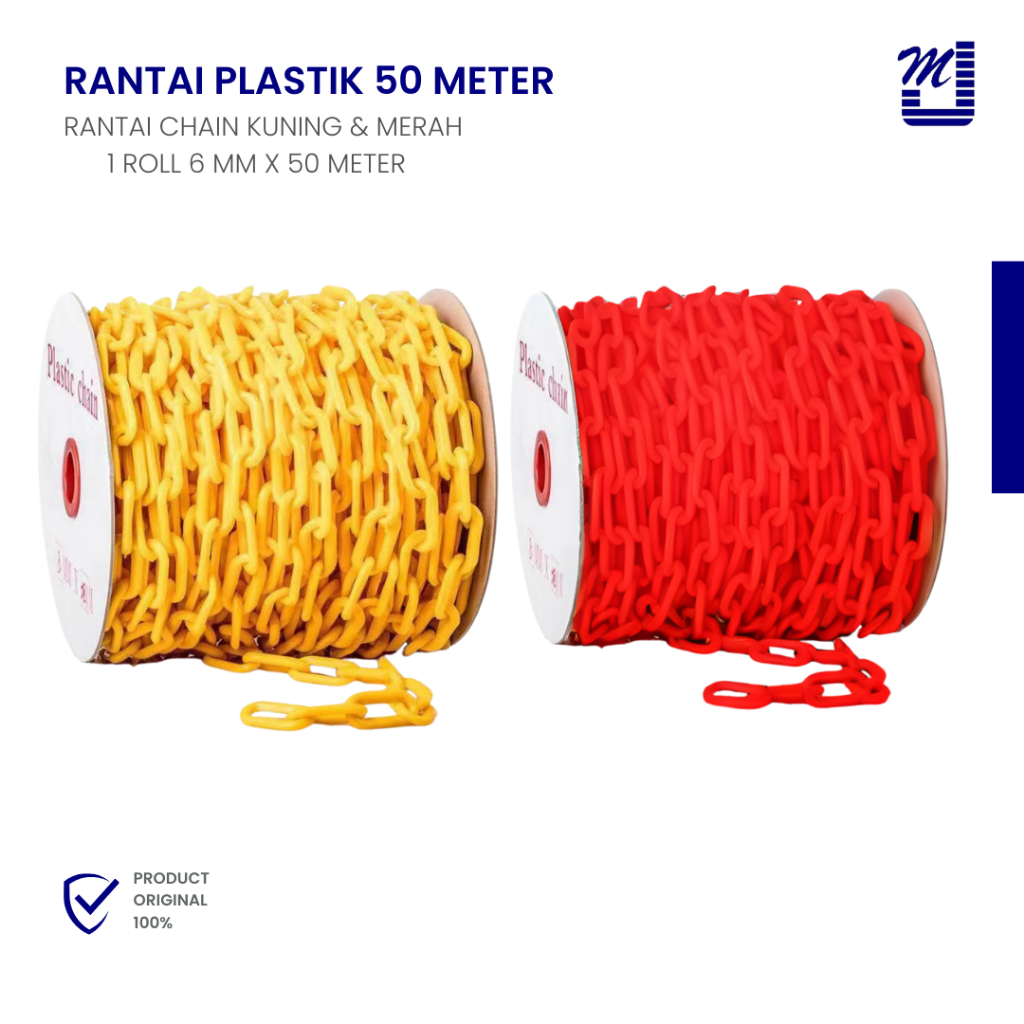 Jual Rantai Plastik 6mm 50 Meter 1 Roll - Rantai Antrian Parkir ...