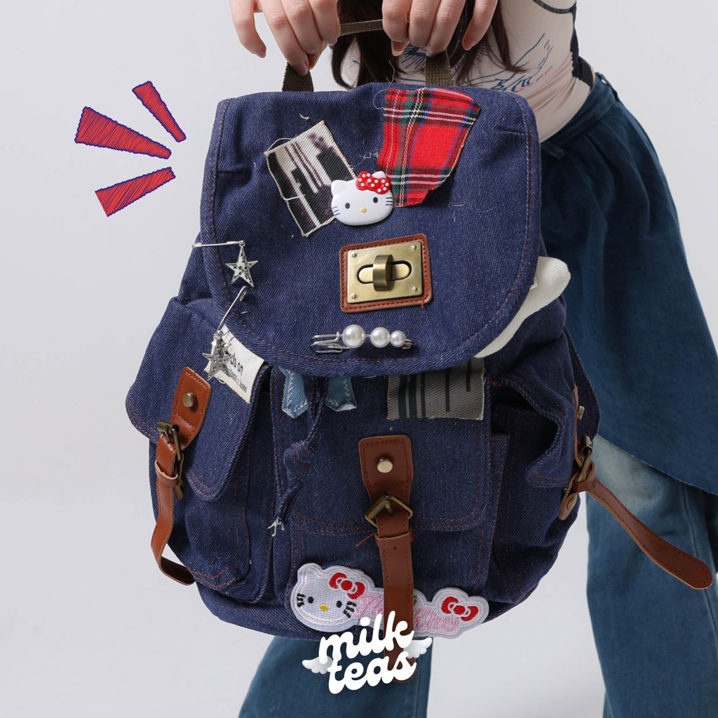 Jual [READY] Hello Kitty Denim Backpack | MILKTEAS | Tas Ransel Y2K Wanita Hello  Kitty Jeans Denim Sanrio Y2K Aesthetic Korean Japanese Style | Shopee  Indonesia