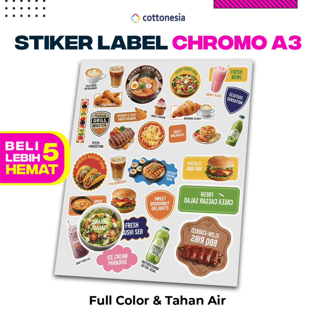 Jual Cetak Custom Sticker Cromo I Print Label Bulat | Label Nama ...